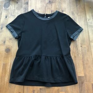 Madewell | Black Peplum Top with Leather Features